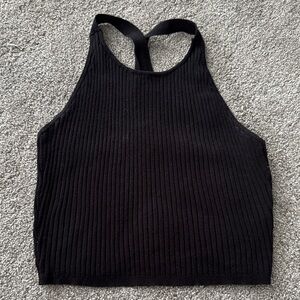 Black Ribbed Women's Top